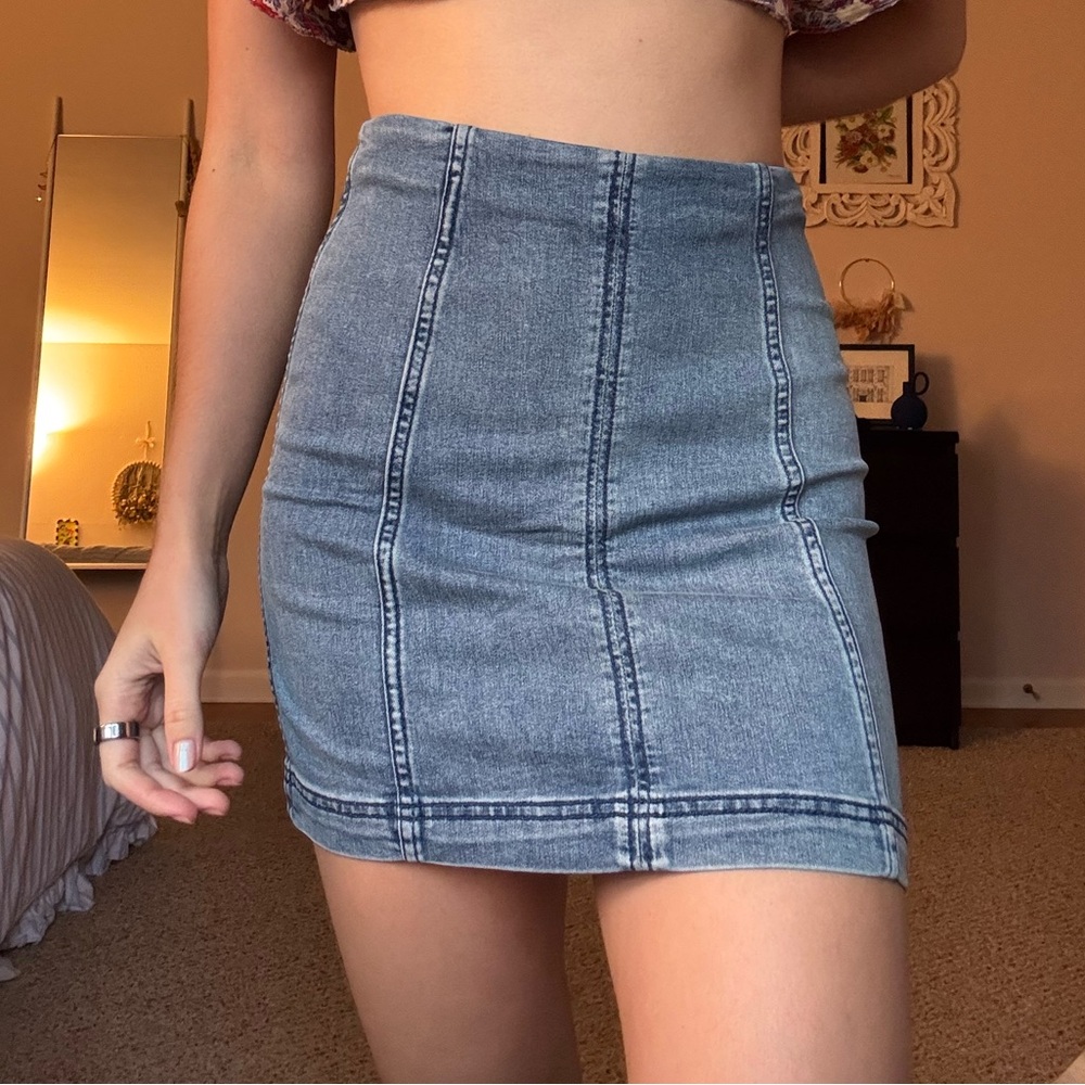 Free People Blue Denim Mini Skirt